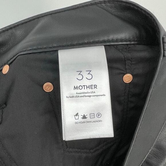 MOTHER | NWT The Rambler Zip Ankle Black Faux Leather Jeans 33 Plus Size - Picture 14 of 16
